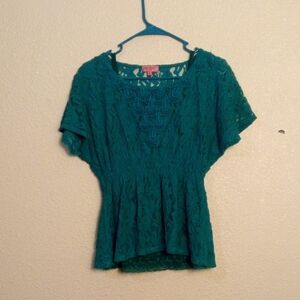 HeartSoul Teal Lace Peplum Tunic